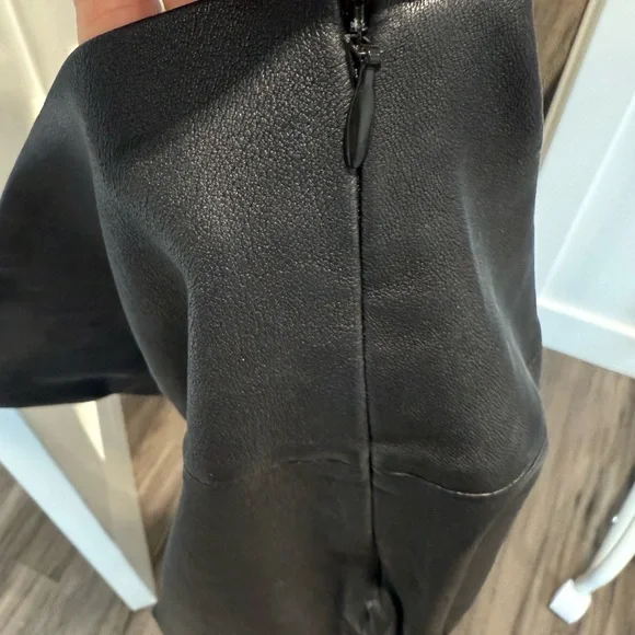 Theory Urban Slim Leather Flare Pants, Size 4